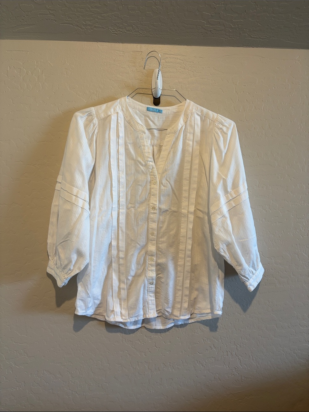 Lightweight White Pintuck Button-Front Blouse by J. McLaughlin